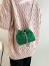 Mini Quilted Faux Pearl Decor Chain Bucket Bag