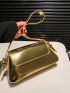 Metallic Flap Baguette Bag