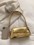 Metallic Flap Baguette Bag