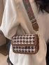 Mini Houndstooth Pattern Flap Square Bag