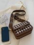 Mini Houndstooth Pattern Flap Square Bag