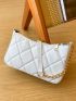 Argyle Quilted Chain Baguette Bag