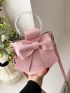 Mini Letter Graphic Bow Decor Top Ring Bucket Bag