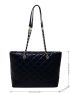 Quilted Detail Chain Shoulder Tote Bag