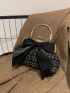 Plaid Pattern Bow Decor Kiss Lock Chain Satchel Bag