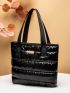 Metal Decor Shoulder Tote Bag