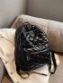 Quilted Detail Zipper Functional Backpack