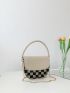 Mini Checkered Pattern Flap Saddle Bag