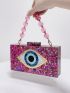 Eye Pattern Bead Decor Chain Box Bag