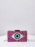 Eye Pattern Bead Decor Chain Box Bag