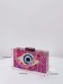 Eye Pattern Bead Decor Chain Box Bag