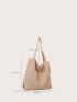 Corduroy Zipper Tote Bag, Women's Fashion Large Capacity Shoulder Bag, Casual Shopping Bag Minimalist Shopper Bag