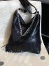 Studded & Fringe Decor Hobo Bag