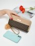 Geometric Pattern Pompom Decor Long Wallet