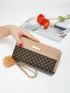 Geometric Pattern Pompom Decor Long Wallet