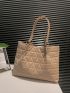 Quilted Detail Shoulder Tote Bag With Square Bag, Best Work Bag For Women