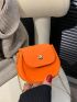 Mini Neon-orange Flap Chain Saddle Bag