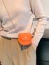 Mini Neon-orange Flap Chain Saddle Bag