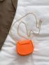 Mini Neon-orange Flap Chain Saddle Bag