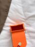 Mini Neon-orange Flap Chain Saddle Bag