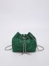 Mini Quilted Faux Pearl Decor Chain Bucket Bag