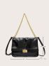 Metal Decor Chain Flap Square Bag