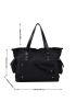 Studded Decor Raw Trim Shoulder Tote Bag