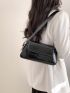 Crocodile Embossed Flap Baguette Bag