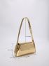 Metallic Crocodile Embossed Flap Baguette Bag