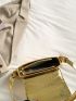 Metallic Crocodile Embossed Flap Baguette Bag