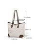 Geometric Pattern Contrast Binding Shoulder Tote Bag