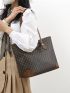 Geometric Pattern Shoulder Tote Bag