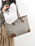 Geometric Pattern Shoulder Tote Bag