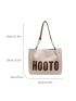 Letter Patch Decor Shoulder Tote Bag