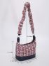 Geometric Pattern Zipper Hobo Bag