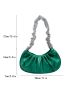 Rhinestone Decor Ruched Bag PU Green