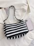 Striped Pattern Shoulder Bag