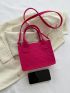 Neon Pink Stitch Square Bag