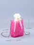 Mini Neon Pink Chain Beaded Crossbody Bag With Inner Pouch