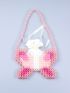 Butterfly Design Beaded Shoulder Bag With Inner Pouch