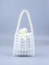 Mini Faux Pearl Decor Beaded Shoulder Bag