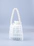 Mini Faux Pearl Decor Beaded Shoulder Bag