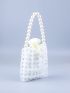 Mini Faux Pearl Decor Beaded Shoulder Bag