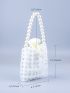 Mini Faux Pearl Decor Beaded Shoulder Bag