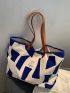 Geometric Pattern Patch Detail Shopper Bag