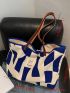 Geometric Pattern Patch Detail Shopper Bag