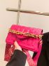 Neon Pink Crocodile Embossed Chain Square Bag