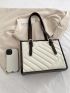 Quilted Contrast Binding Buckle Decor Square Bag