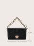 Geometric Embossed Heart Decor Chain Flap Square Bag