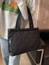 Quilted Detail Shoulder Tote Bag